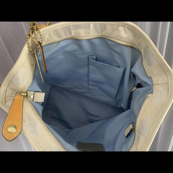 Coach 12963 Madison Julianne Op Art XL Large Tote Satchel Patent Leather Yellow - Picture 11 of 12